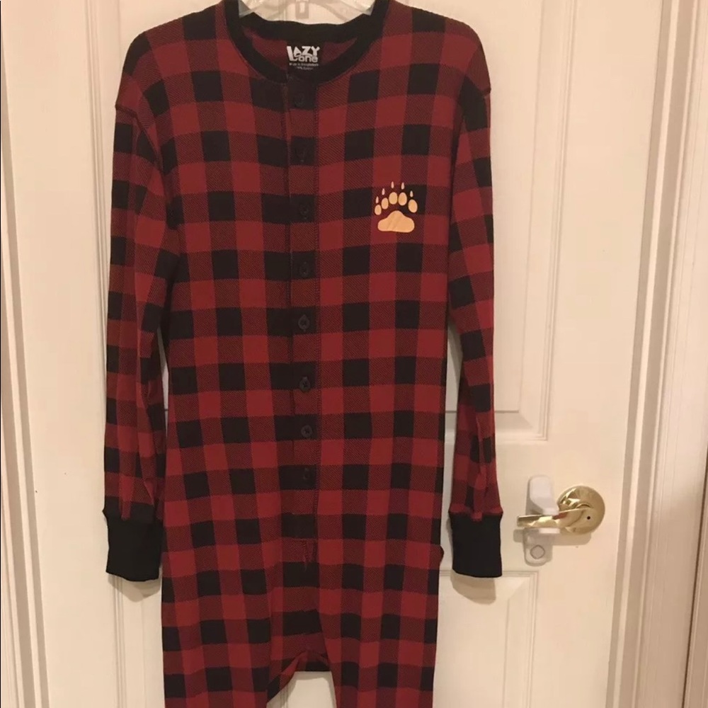 LaZy One “Bear Cheeks” pajamas one piece onesie.